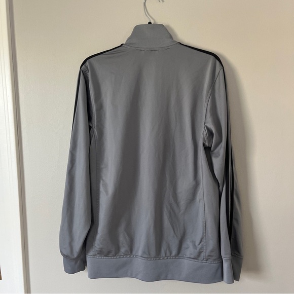 Adidas Gray-Black Track Jacket Sweatshirt Mens Medium Black Stripes No Hood - Picture 4 of 5